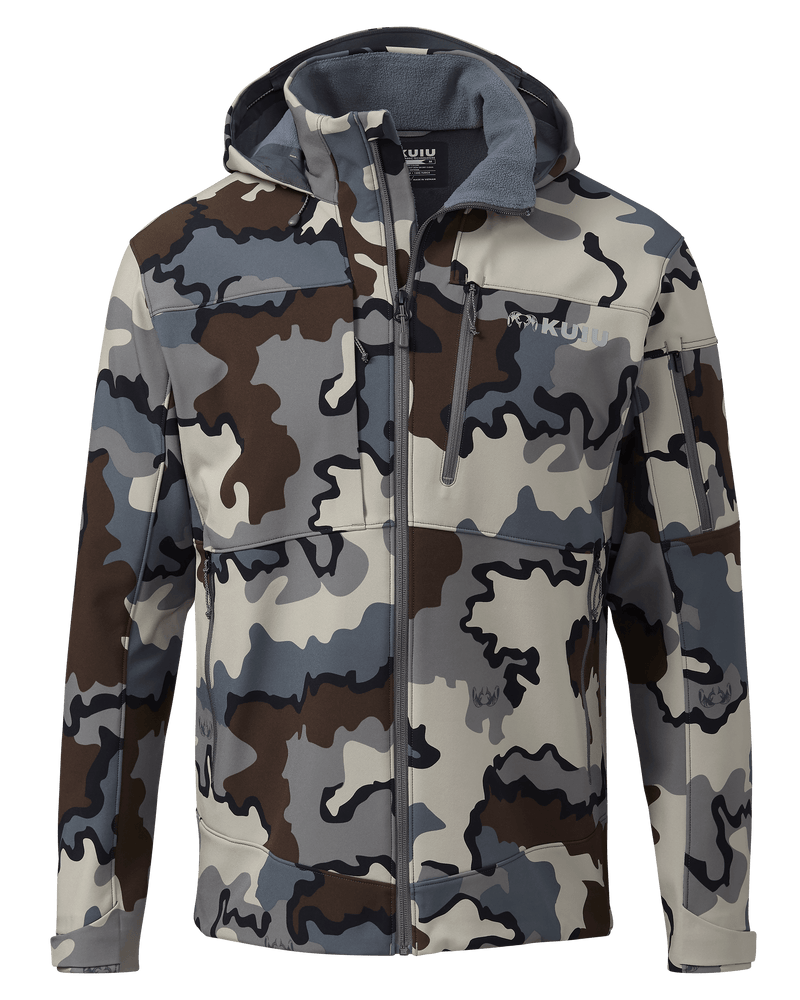 Front of Guide PRO Hooded Jacket in Vias Camouflage