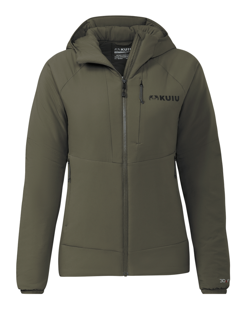 Front of Womens Kenai Hooded Jacket in Ash Brown