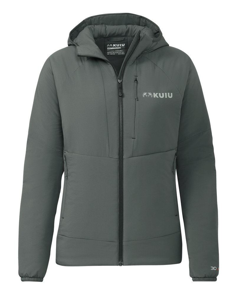 Front of Women's Kenai Hooded Jacket in Gunmetal Grey