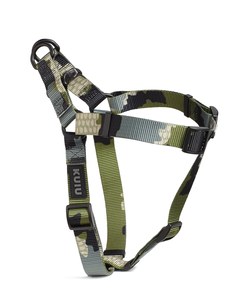 Camo Webbing Dog Harness in Verde Camouflage