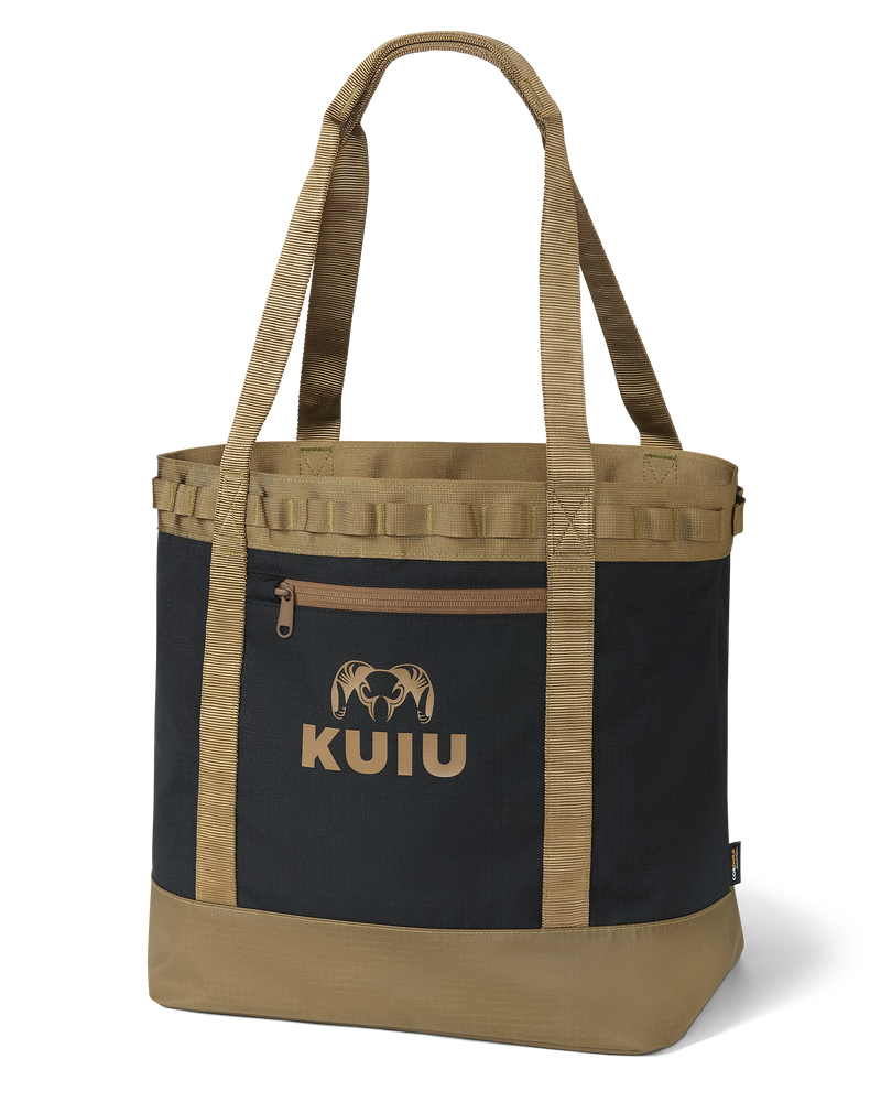 Front of KUIU CORDURA® 1850 Tote Bag in Black and Brown