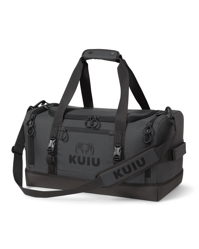 Front of Distance Duffel in Gunmetal Grey