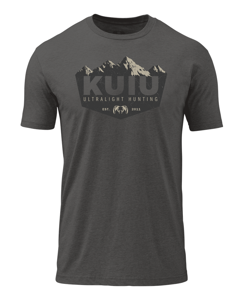 Front of KUIU Mountain T-Shirt in Heavy Metal Grey