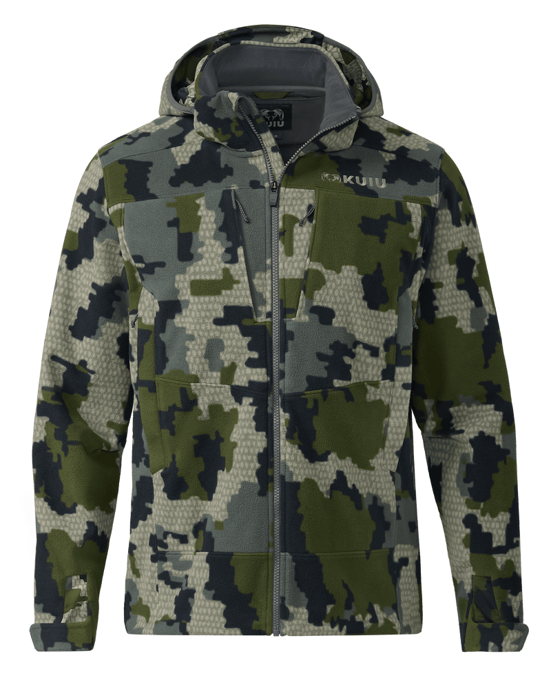 Front of Proximity LT Hooded Jacket in Verde Camouflage