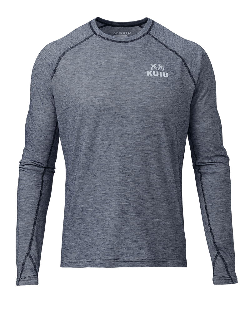 Front of ULTRA Merino 105 Long Sleeve Shirt in Steel Blue