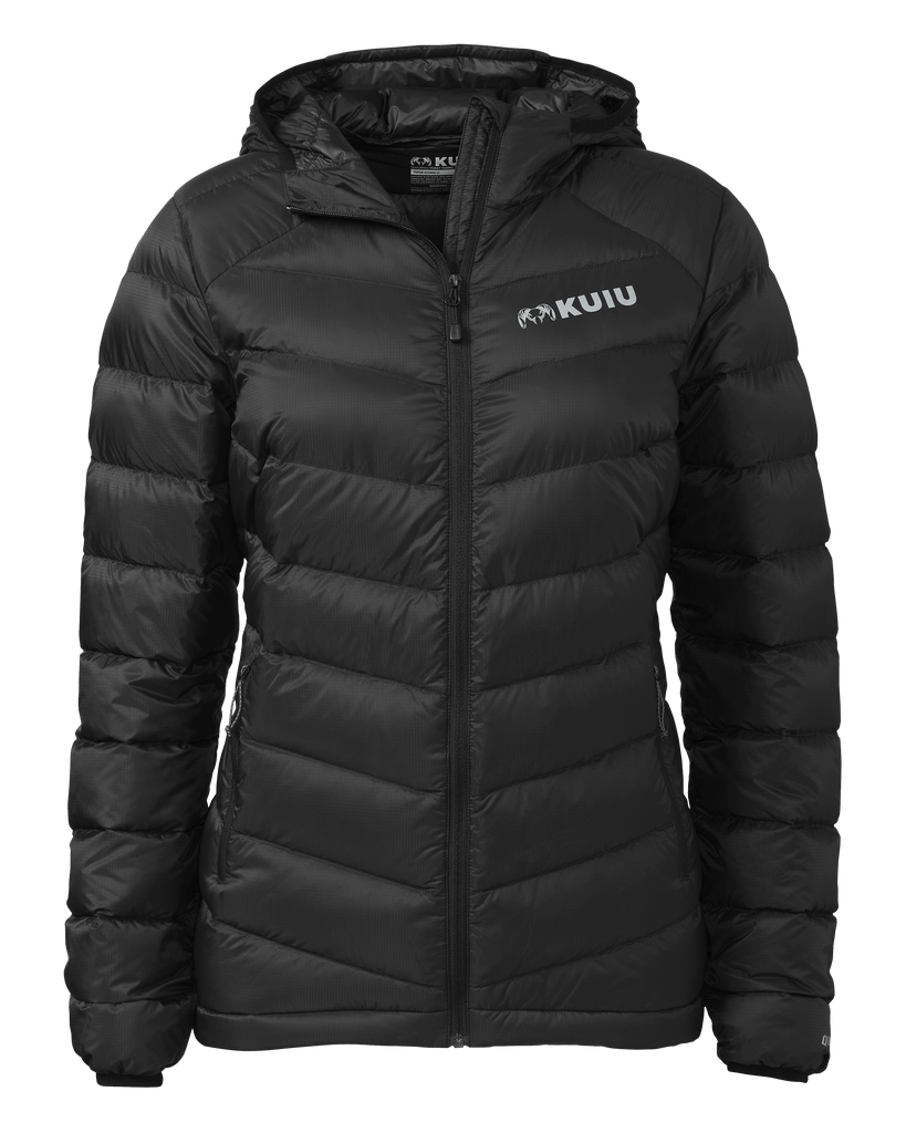 Women’s Super Down LT Hooded Puff Jacket - Black | KUIU