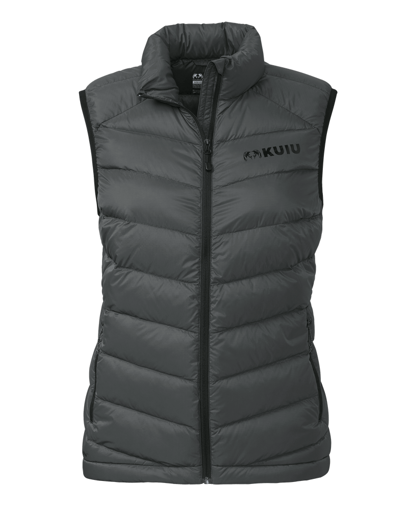 Front of Women's Super Down LT Vest in Gunmetal