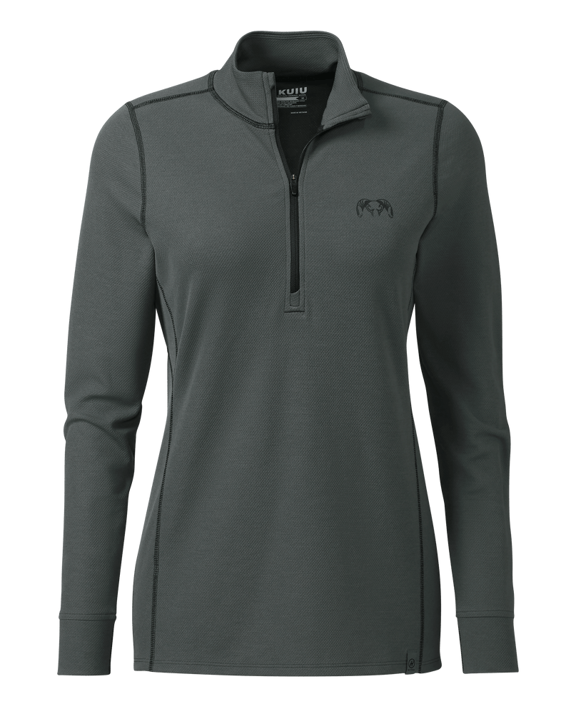 Front of Women's PRO Merino 200 Zip-T in Gunmetal Grey