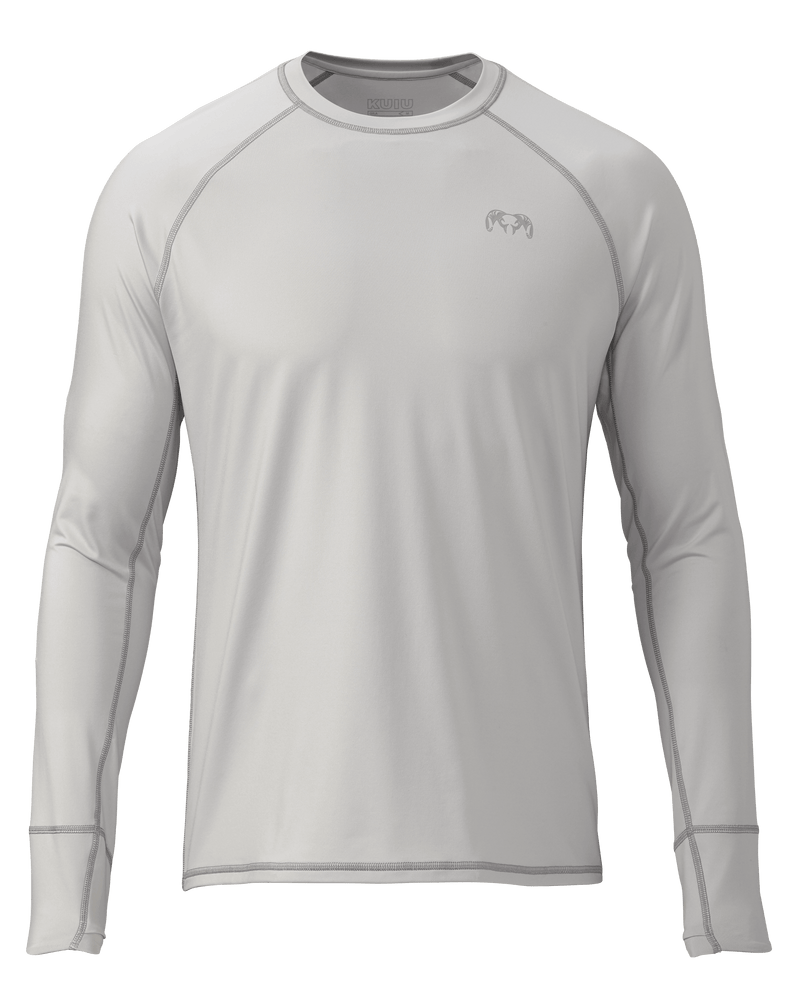 Front of Gila Long Sleeve Crewneck Shirt in Fog Grey