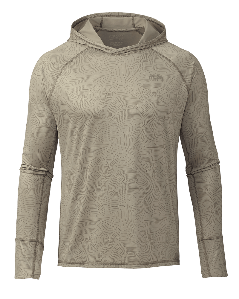 Front of Gila Long Sleeve Hoodie in Bone Topo Print