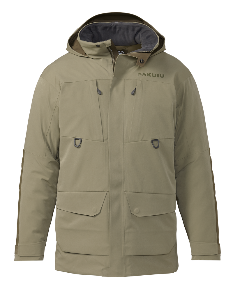 Front of Paragon Storm Shell Parka in Arctic Shadow Khaki