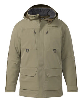 Front of KUIU's Paragon Storm Shell Parka in the color: Arctic Shadow.